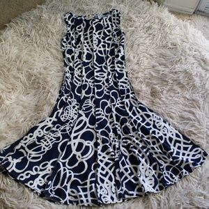 Navy Blue Strapless Stretch A-Line Dress